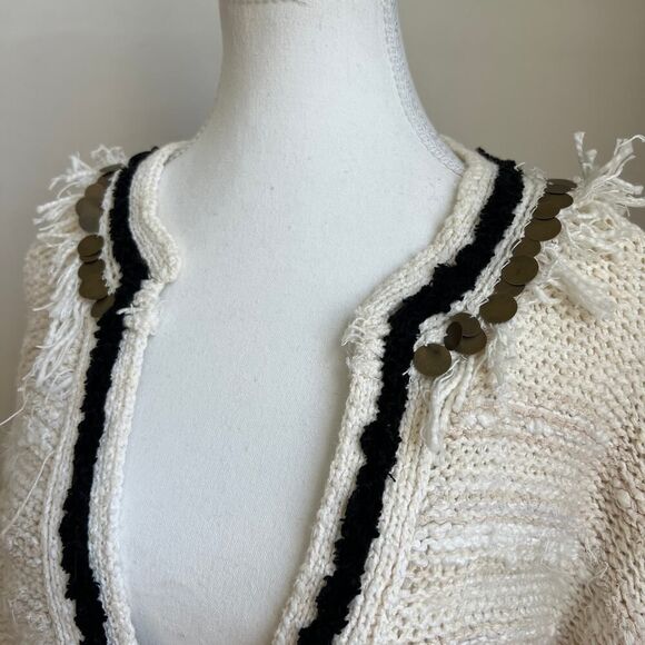 Anthropologie Coastal Boho Oversized Fringe Poncho Sweater Tunic Top NWT NEW - Picture 5 of 12